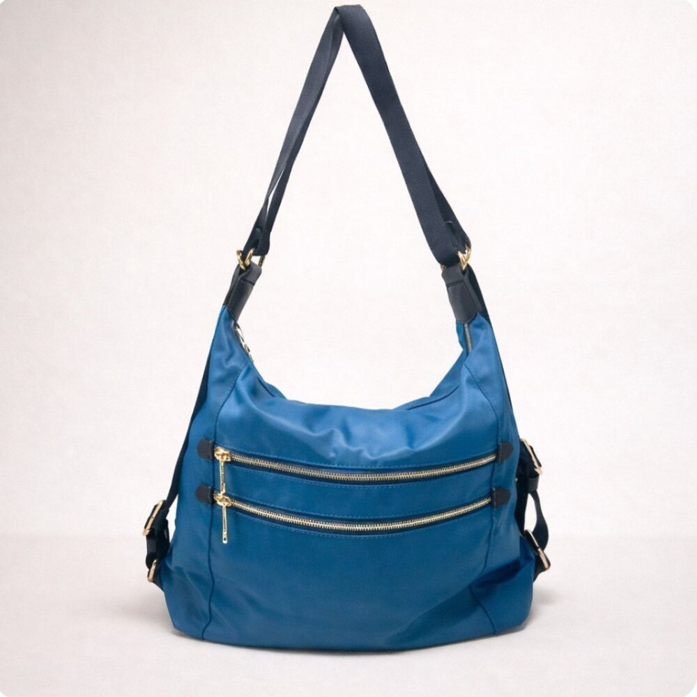 Vintage Blue Convertible Backpack, Large Nylon Shoulder Bag |‎ Sondra Roberts